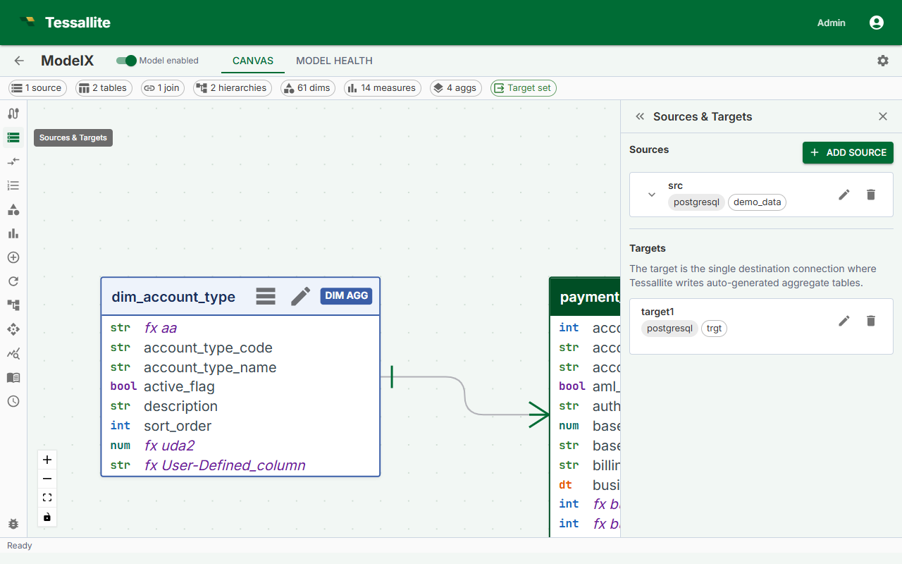 Model Builder — query target settings.